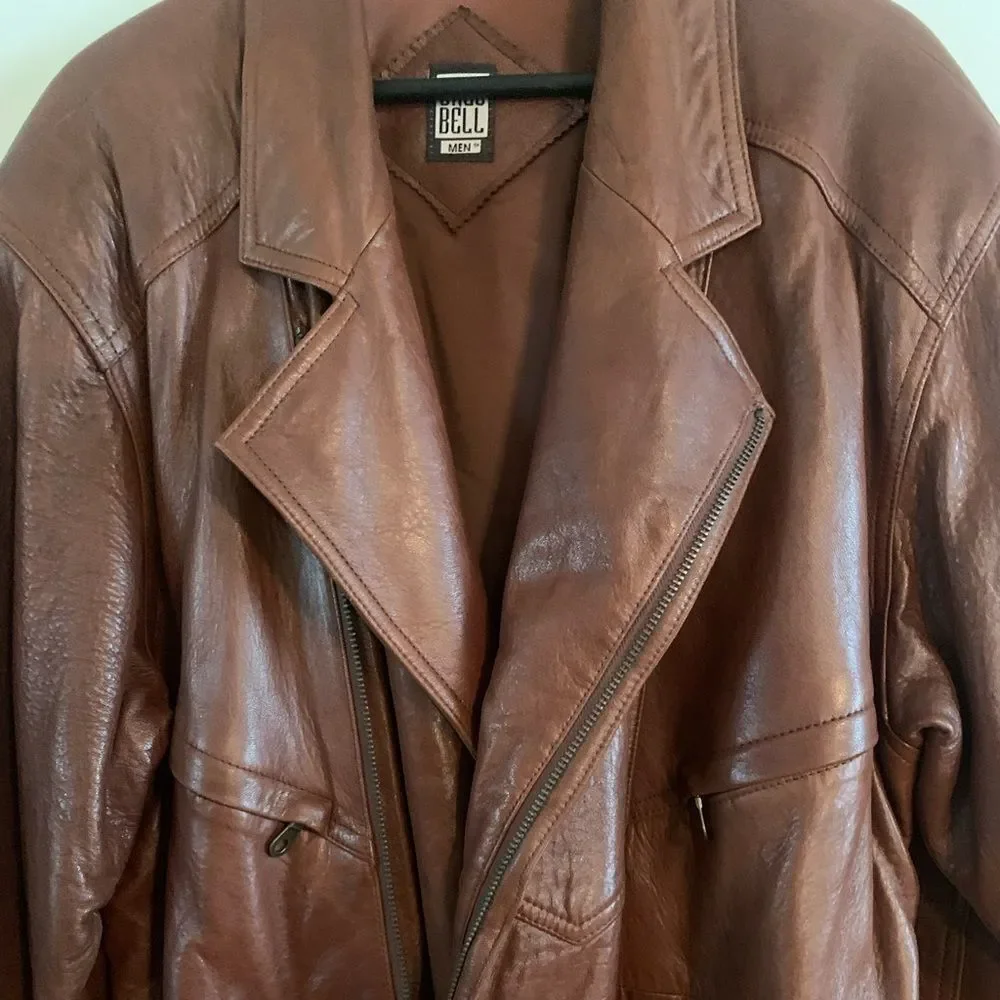 Mens Large Brown Soft leather coat - Picture 6 of 13